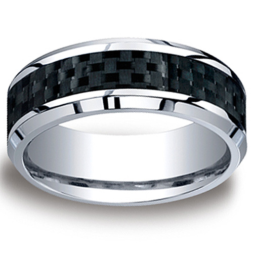 Cobaltchrome 8mm Comfort-Fit Carbon Fiber Inlay Benchmark Ring