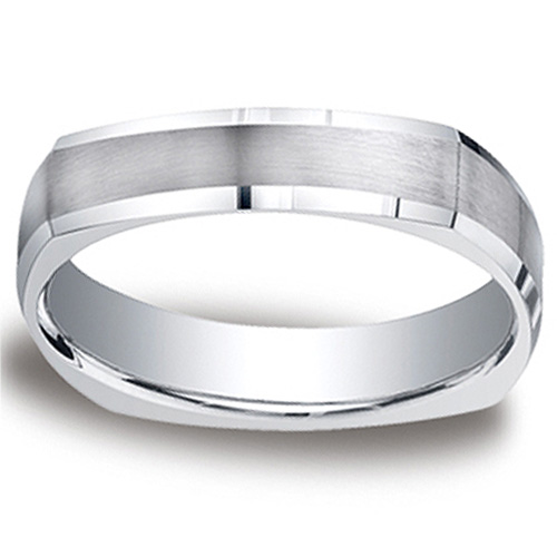 5mm Comfort-Fit Four-Sided Argentium Silver Wedding Band