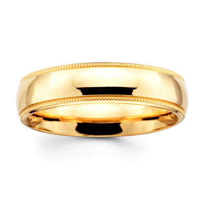 5mm Comfort Fit Milgrain Yellow Gold Benchmark Ring