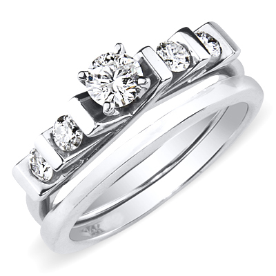 Charming 14K White Gold Diamond Engagement Ring Set 0.50ctw
