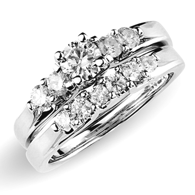 14K White Gold Prong Set Diamond Bridal Ring Set
