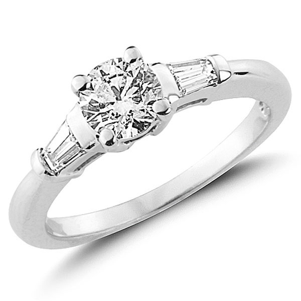 Modern 14K White Gold Diamond Engagement Ring