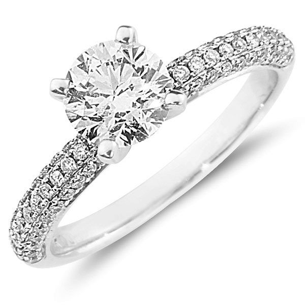 14K White Gold Micro Pave Diamond Engagement Ring