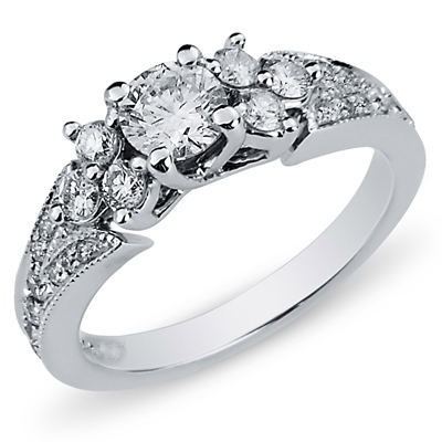 Pave 14K White Gold Diamond Engagement Ring
