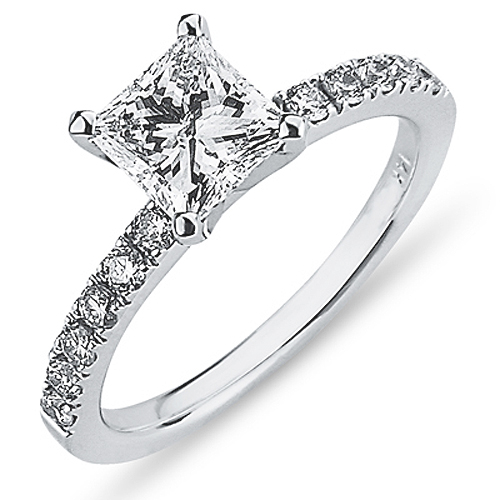 14K Princess Cut Nouveau Diamond Engagement Ring