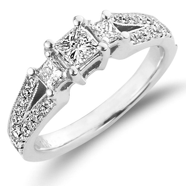 Chic 14K White Gold Princess Cut Engagement Ring 0.80 ctw