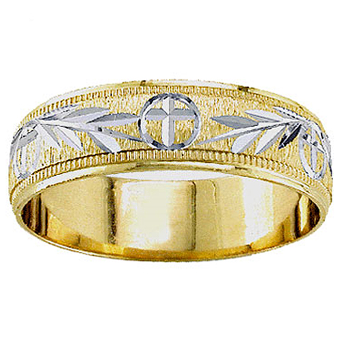 14K Two Tone Gold 5.5mm Christian Wedding Band