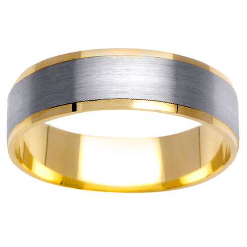 6mm 14K Two Tone Gold Wedding Band