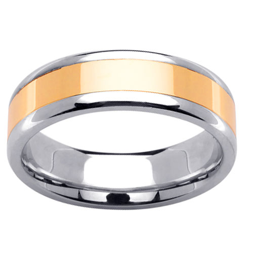 6.5mm 14k Two Tone Gold Wedding Ring