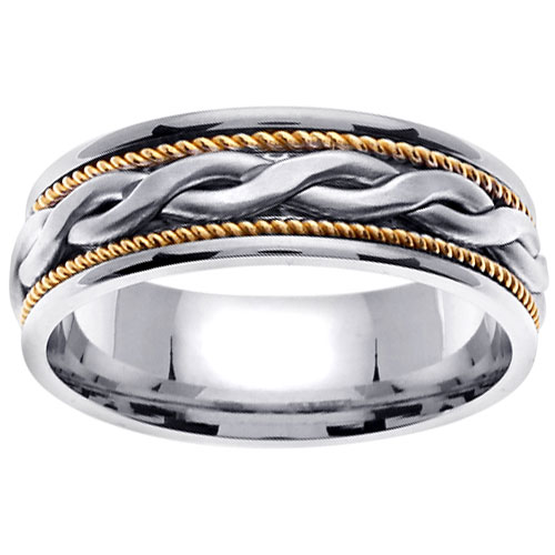 7mm 14k Two Tone Braided Band