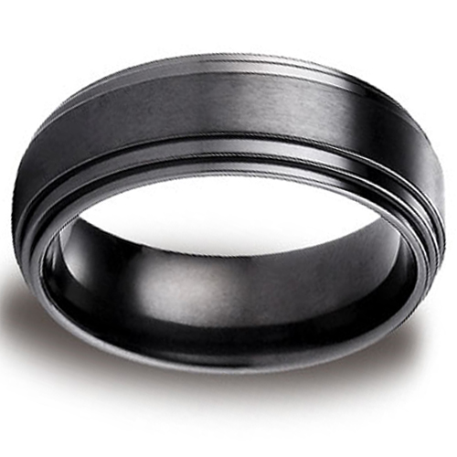 8mm Comfort-Fit Double Step-Down Edge Satin Black Titanium Ring