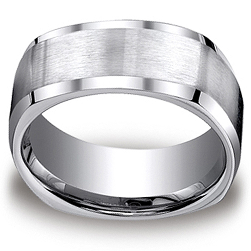 Titanium 9mm Comfort-Fit Satin-Finished Four-Sided Design Ring