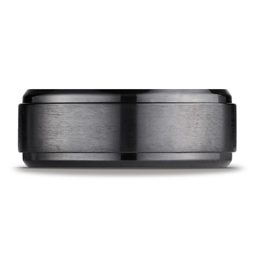 9mm Stair-Step Edge Comfort-Fit Satin Black Titanium Ring