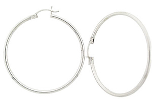 14k White Gold 2mm Hoops Earrings 42mm