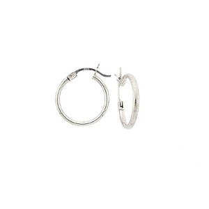 14k White Gold 2mm Hoops Earrings 17mm