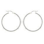 14K White Gold 2.5mm Hoops Earrings 33mm