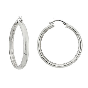 14k White Gold 3.5mm Hoops Earrings 40mm