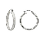 14k White Gold 3.5mm Hoops Earrings 30mm