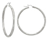 Satin and Polish White Gold Tube Hoops