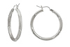 Satin and Polish White Gold Tube Hoops