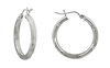 Satin and Polish White Gold Tube Hoops