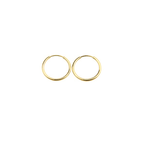 14k Yellow Gold 1mm Hoops Earrings 10mm