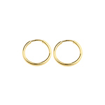 14k Yellow Gold 1mm Hoop Earrings 13mm