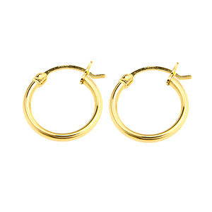 14K Yellow Gold 2mm Hoop Earrings 19mm