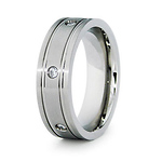 Bezel Set CZ 7mm Titanium Wedding Band