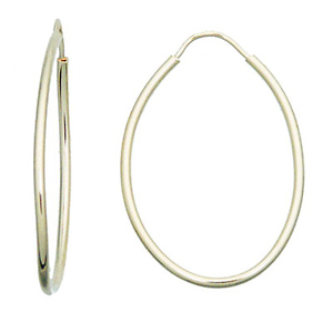 14k Yellow Gold Oval Hoop Earrings 26mm