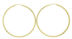 14k Yellow Gold 1mm Hoops Earrings 45mm