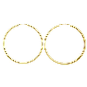 14k Yellow Gold 1mm Hoops Earrings 37mm