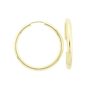 14k Yellow Gold 1mm Hoops Earrings 24mm