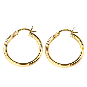 14k Yellow Gold 2.5mm Hoops Earrings 25mm