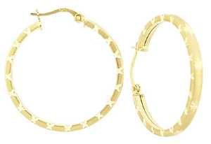 Diamond Cut Hoop Earrings