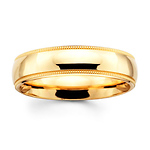 5mm Comfort Fit Milgrain Yellow Gold Benchmark Ring
