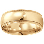 14K Yellow Gold 8mm Benchmark Milgrain Comfort Fit Band