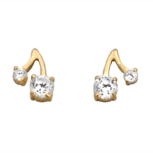 14K Double Cherry CZ Studs