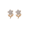 14k Flower CZ Stud Earrings