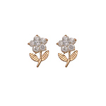 14k Flower CZ Stud Earrings