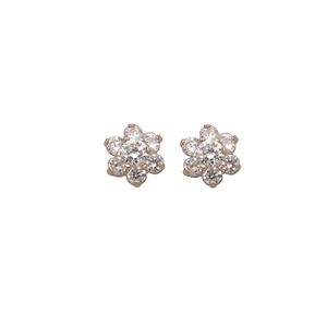 Star Burst Seven CZ Stud Earrings in 14k Gold