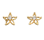 Plumeria CZ Center 14k Gold Earrings