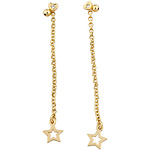 Adjustable Hanging Star Dangle 14k Earrings