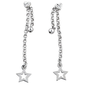 Adjustable Hanging Star Dangle 14k Earrings