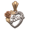 Heart Love and Rose Tri Color Pendant