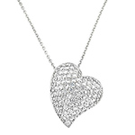 Large Silver Cubic Zirconia Heart Necklace