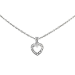 Petite Cubic Zirconia Silver Heart Charm Necklace