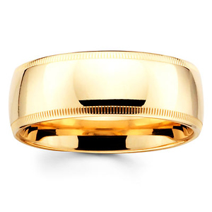 8mm Benchmark Yellow Gold Comfort Fit Milgrain Band