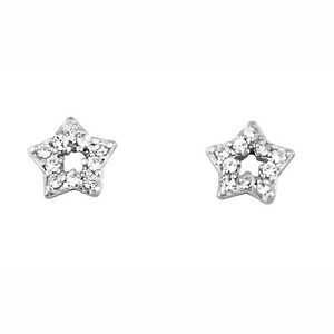 Silver CZ Star Stud Earrings