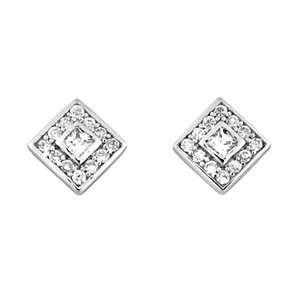 Square CZ Stud in Sterling Silver